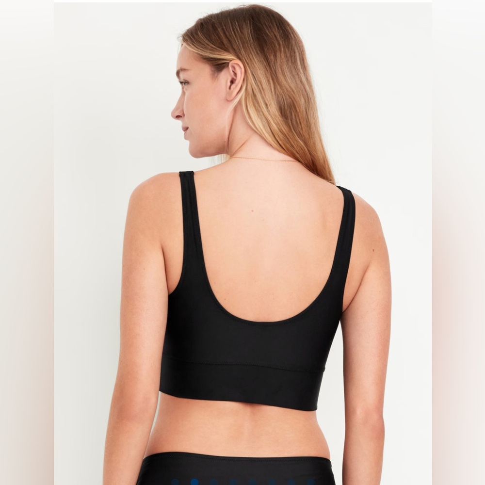 🆕 Old Navy Women’s Matte Longline Scoop Neck Swim Top Wide Strap Black L 12-14 - Picture 2 of 16